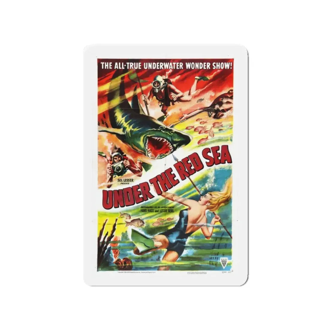 UNDER THE RED SEA 1952 Movie Poster - Refrigerator Magnet 3 Inch - The Sticker Space