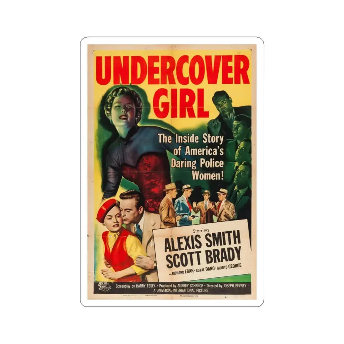 Undercover Girl 1950 Movie Poster - STICKER Vinyl Kiss-Cut Decal 6 Inch White - The Sticker Space
