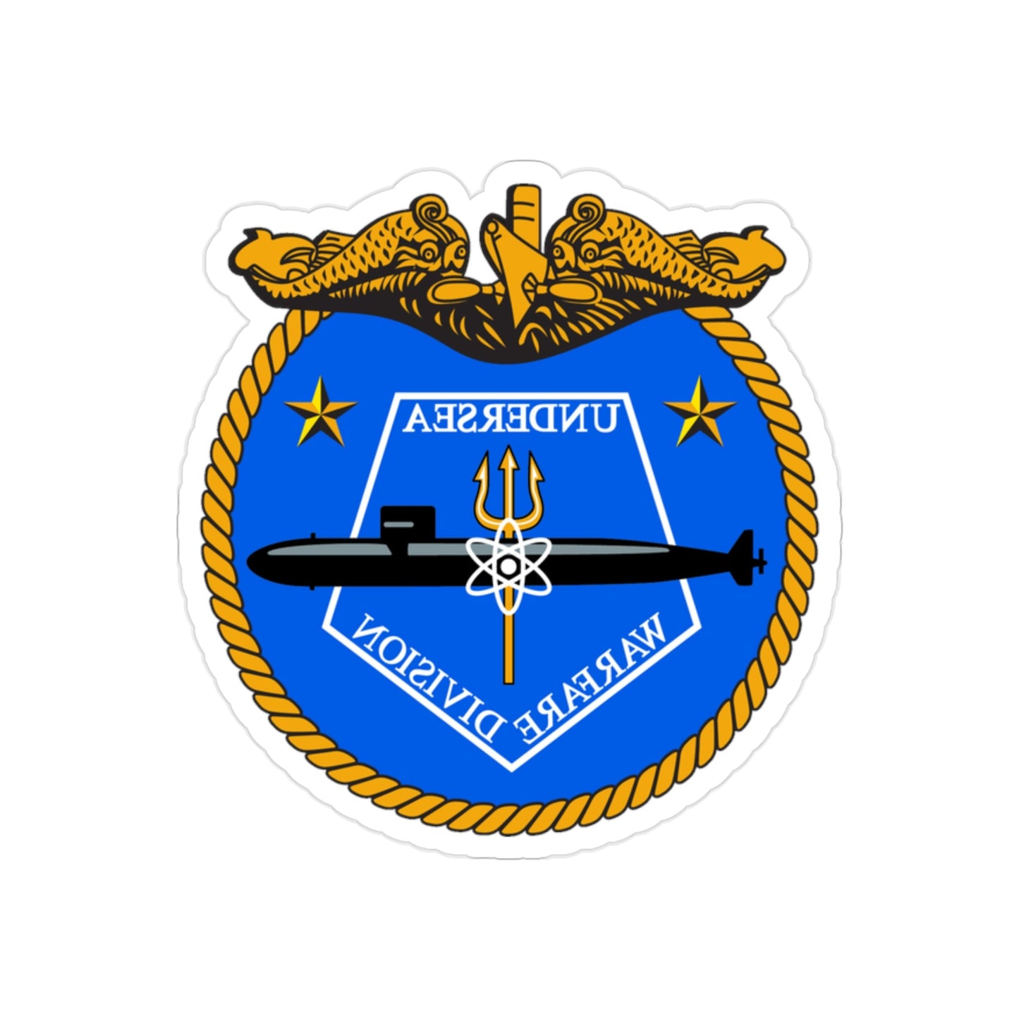 Undersea Warfare Division (U.S. Navy) REVERSE PRINT Transparent STICKER-2" × 2"-The Sticker Space