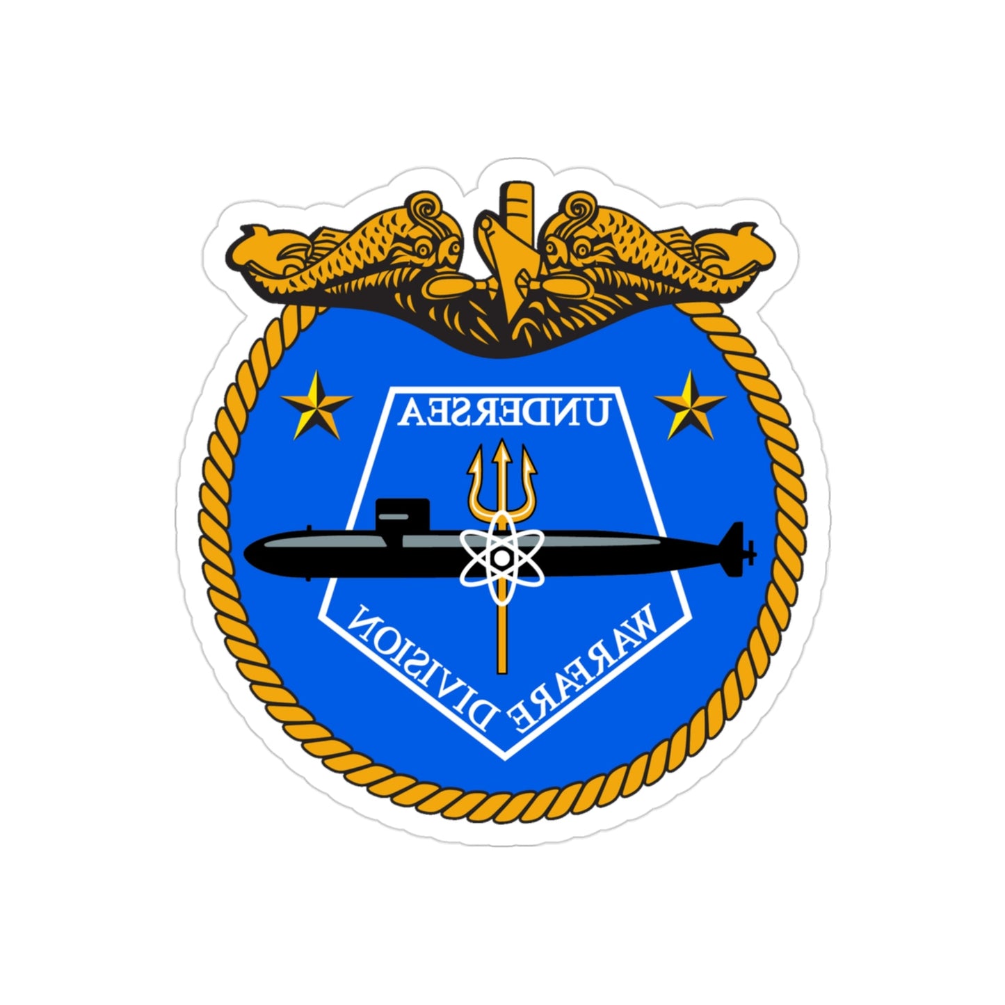 Undersea Warfare Division (U.S. Navy) REVERSE PRINT Transparent STICKER-3" × 3"-The Sticker Space