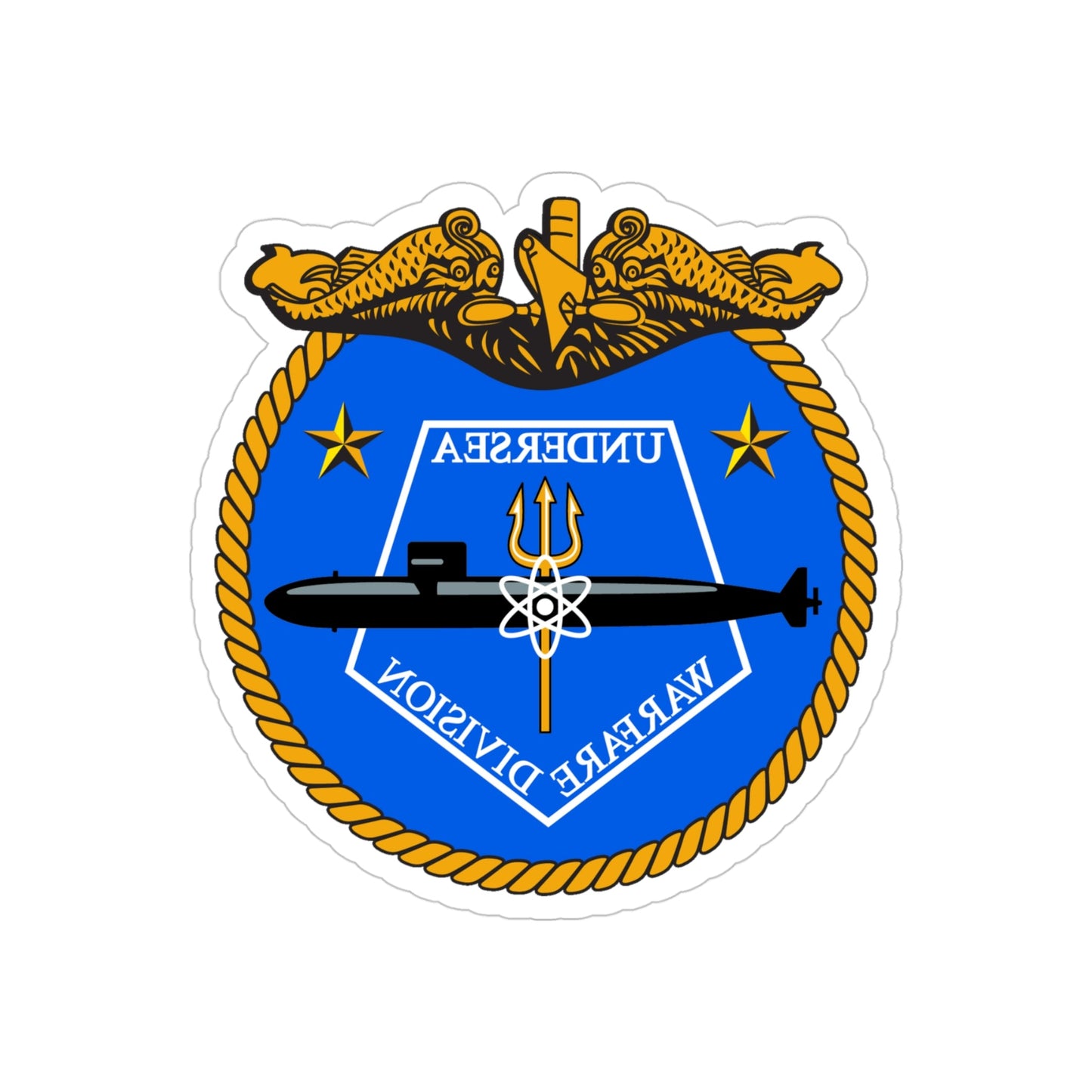 Undersea Warfare Division (U.S. Navy) REVERSE PRINT Transparent STICKER-4" × 4"-The Sticker Space