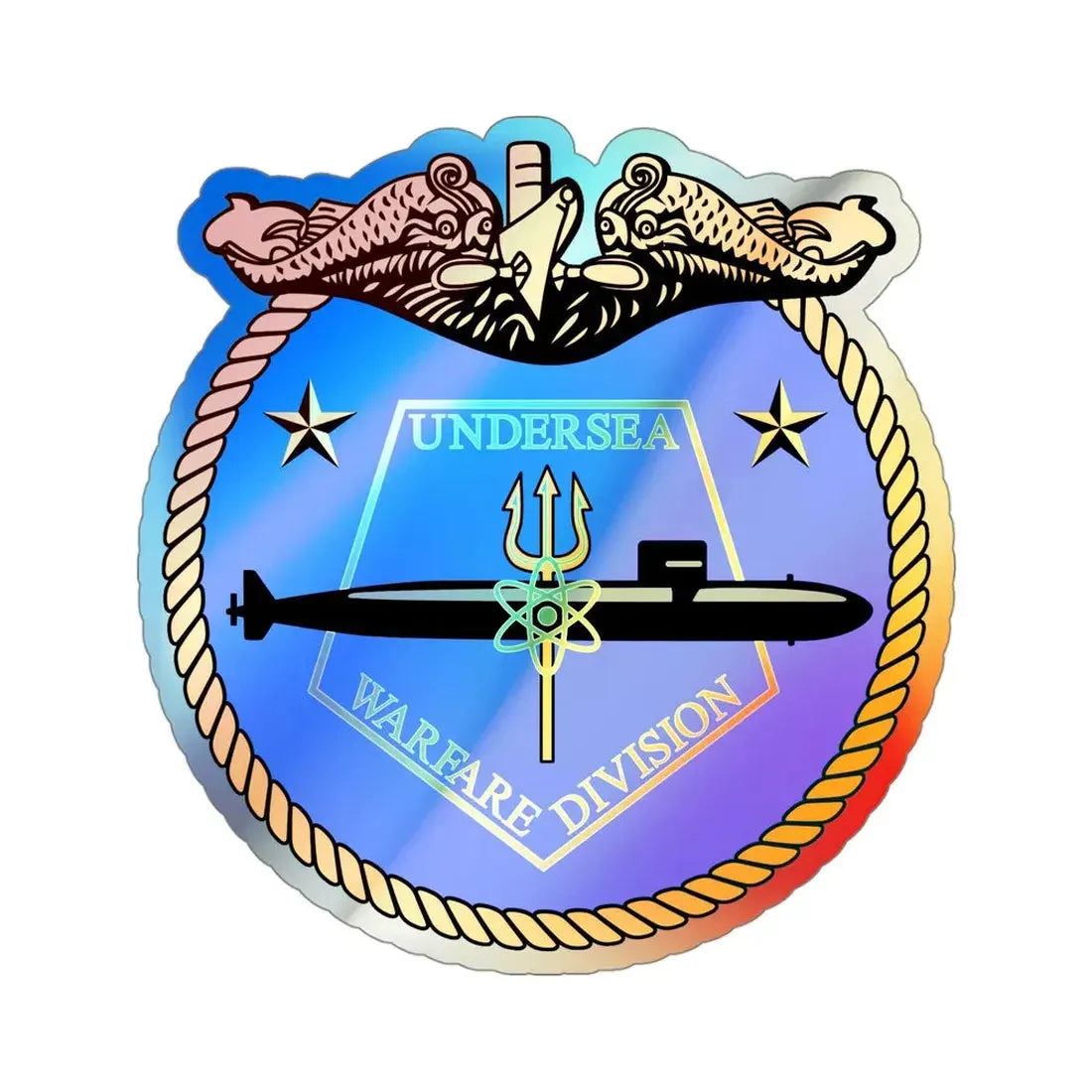 Undersea Warfare Division (U.S. Navy) Holographic STICKER Die-Cut Vinyl Decal 4 Inch Holographic - The Sticker Space