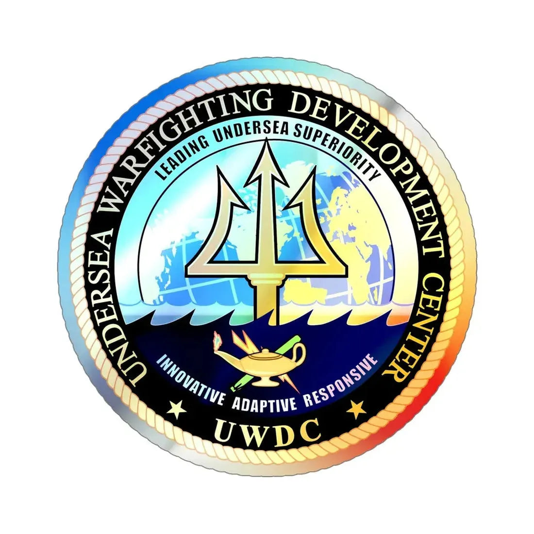 Undersea Warfighting Development Center (U.S. Navy) Holographic STICKER Die-Cut Vinyl Decal 5 Inch Holographic - The Sticker Space