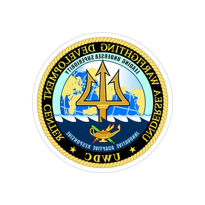 Undersea Warfighting Development Center (U.S. Navy) REVERSE PRINT Transparent Die-Cut STICKER 4 Inch Die-Cut Transparent - The Sticker Space