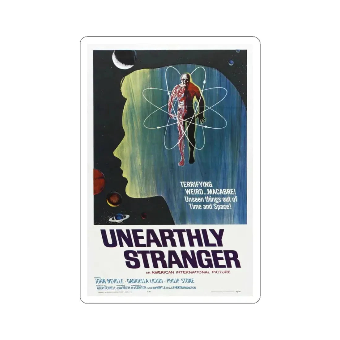 UNEARTHLY STRANGER 1963 Movie Poster - STICKER Vinyl Kiss-Cut Decal 4 Inch White - The Sticker Space