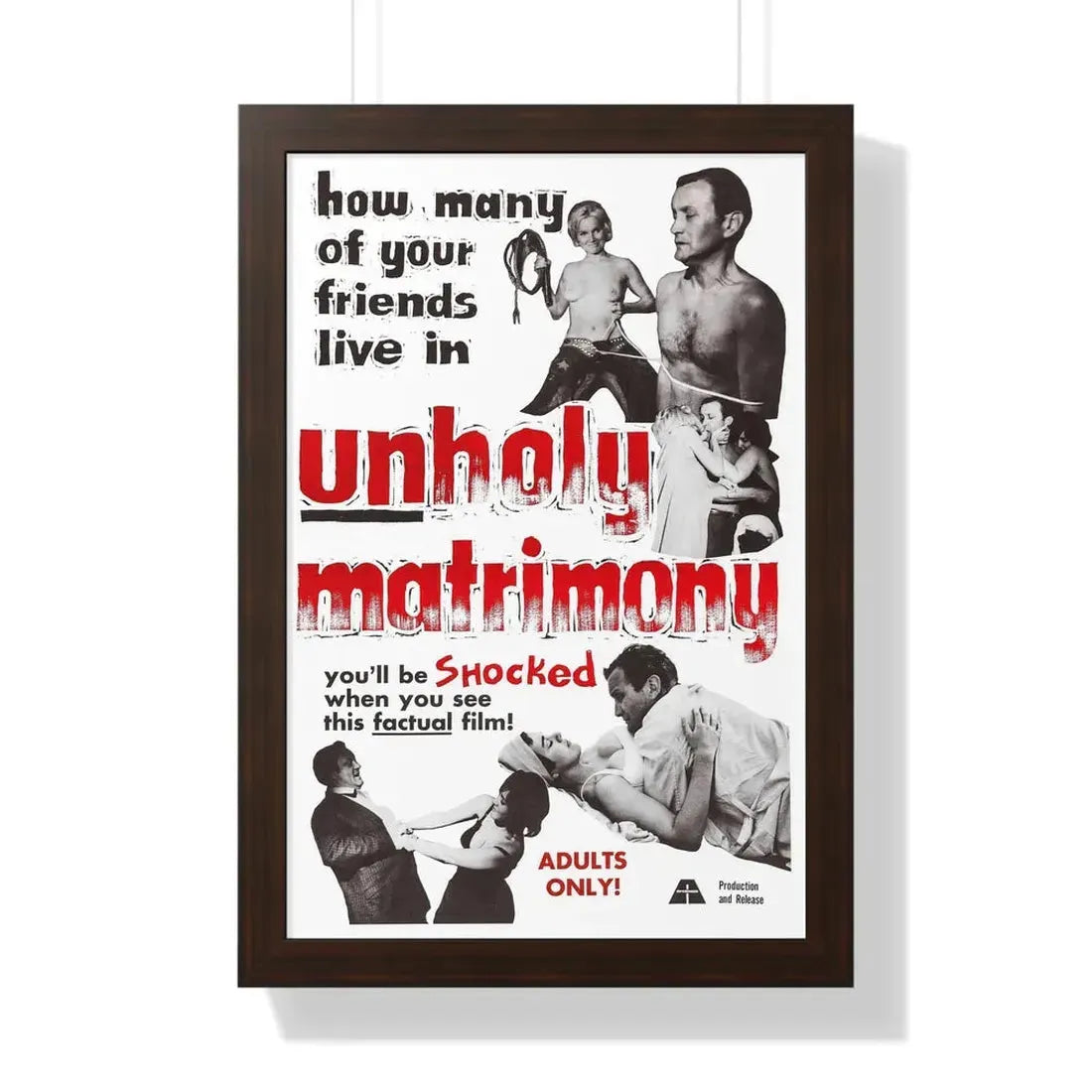 UNHOLY MATRIMONY 1988 - Framed Movie Poster 16″ x 24″ Walnut - The Sticker Space