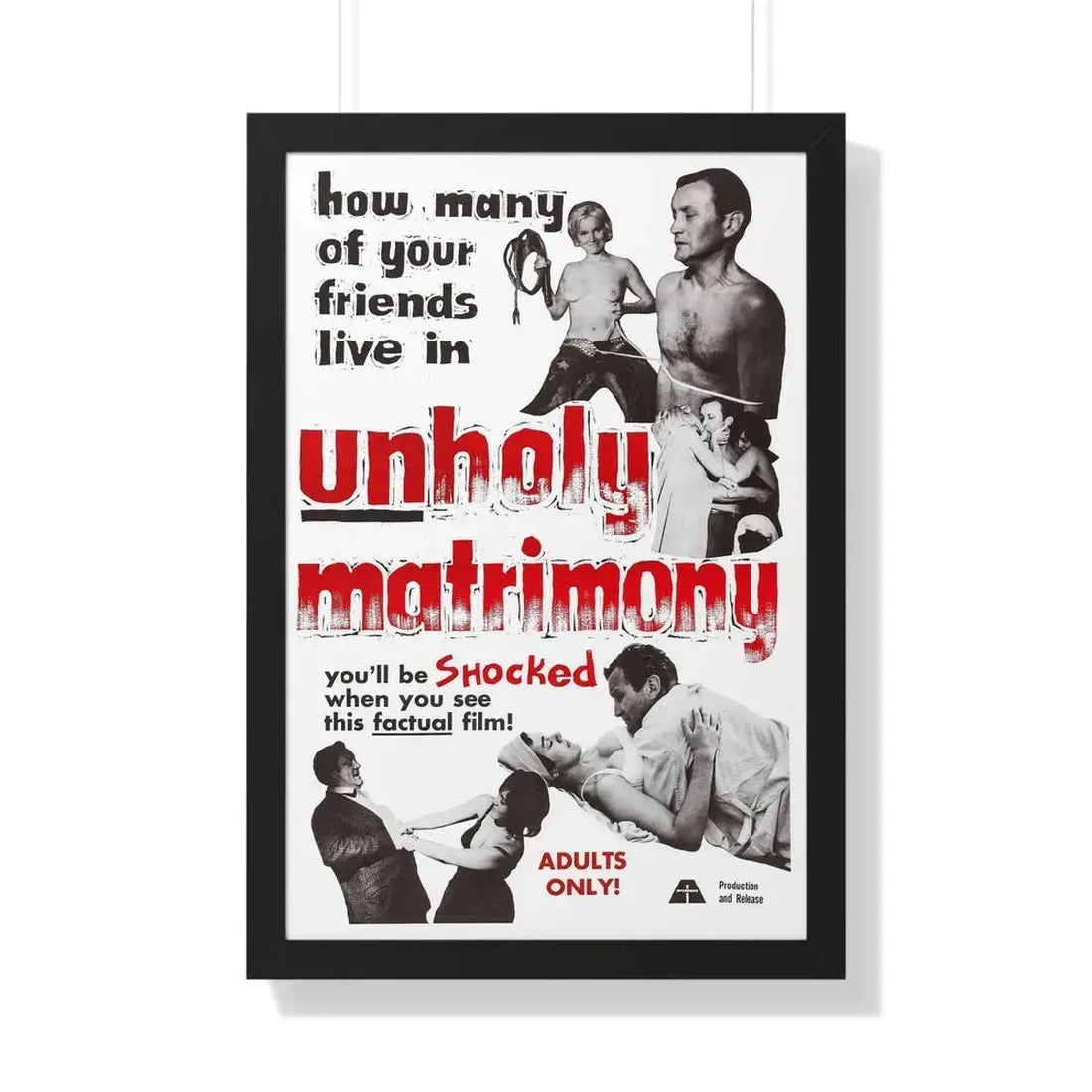 UNHOLY MATRIMONY 1988 - Framed Movie Poster 20" x 30" Black - The Sticker Space