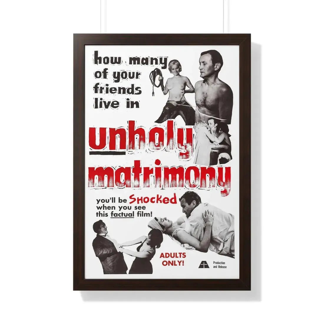 UNHOLY MATRIMONY 1988 - Framed Movie Poster 20" x 30" Walnut - The Sticker Space