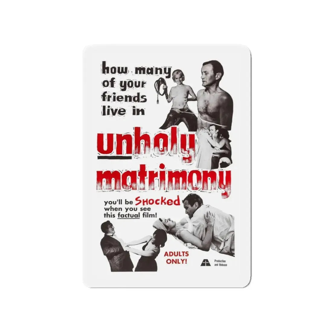 UNHOLY MATRIMONY 1988 Movie Poster - Refrigerator Magnet 3 Inch Die-Cut - The Sticker Space
