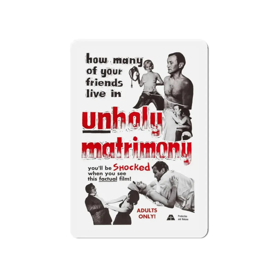 UNHOLY MATRIMONY 1988 Movie Poster - Refrigerator Magnet 4 Inch Die-Cut - The Sticker Space