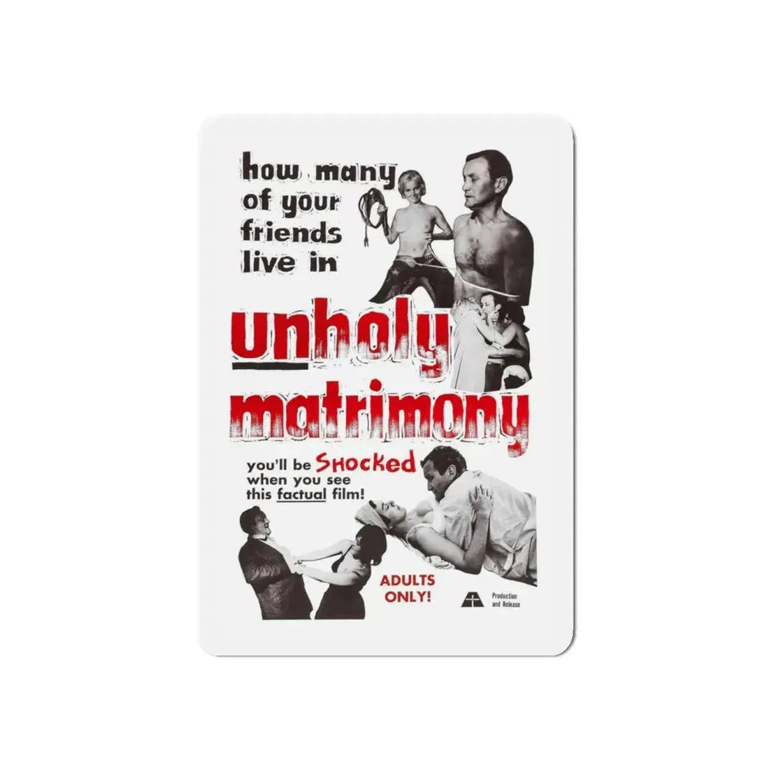 UNHOLY MATRIMONY 1988 Movie Poster - Refrigerator Magnet 5 Inch Die-Cut - The Sticker Space