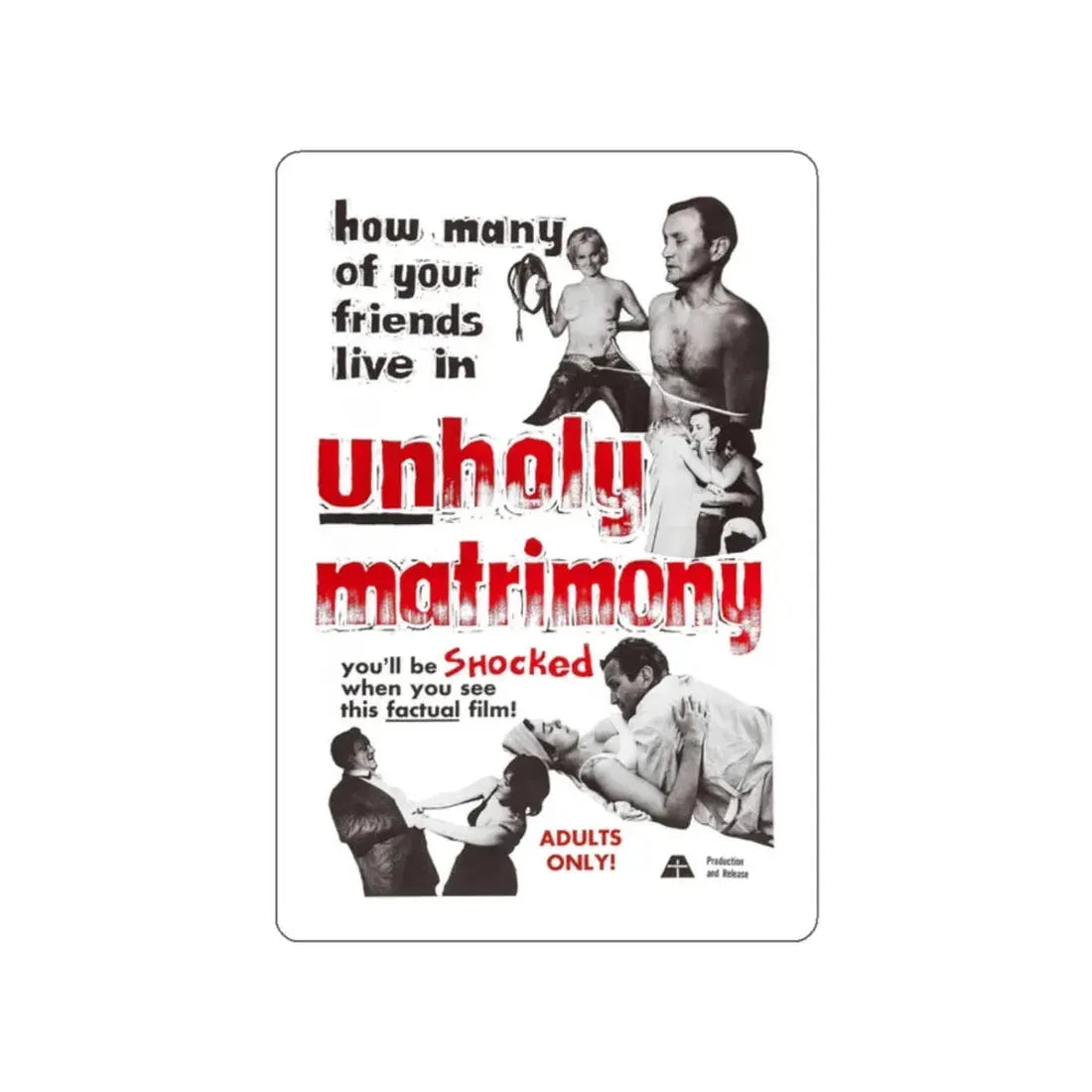 UNHOLY MATRIMONY 1988 Movie Poster STICKER Vinyl Die-Cut Decal 2 Inch - The Sticker Space