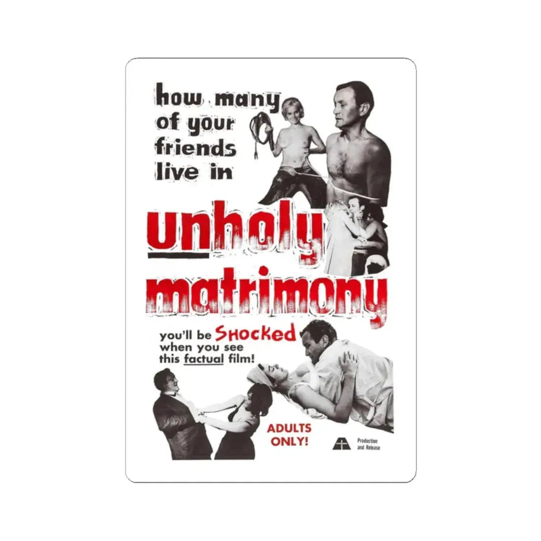 UNHOLY MATRIMONY 1988 Movie Poster - STICKER Vinyl Kiss-Cut Decal 2 Inch White - The Sticker Space