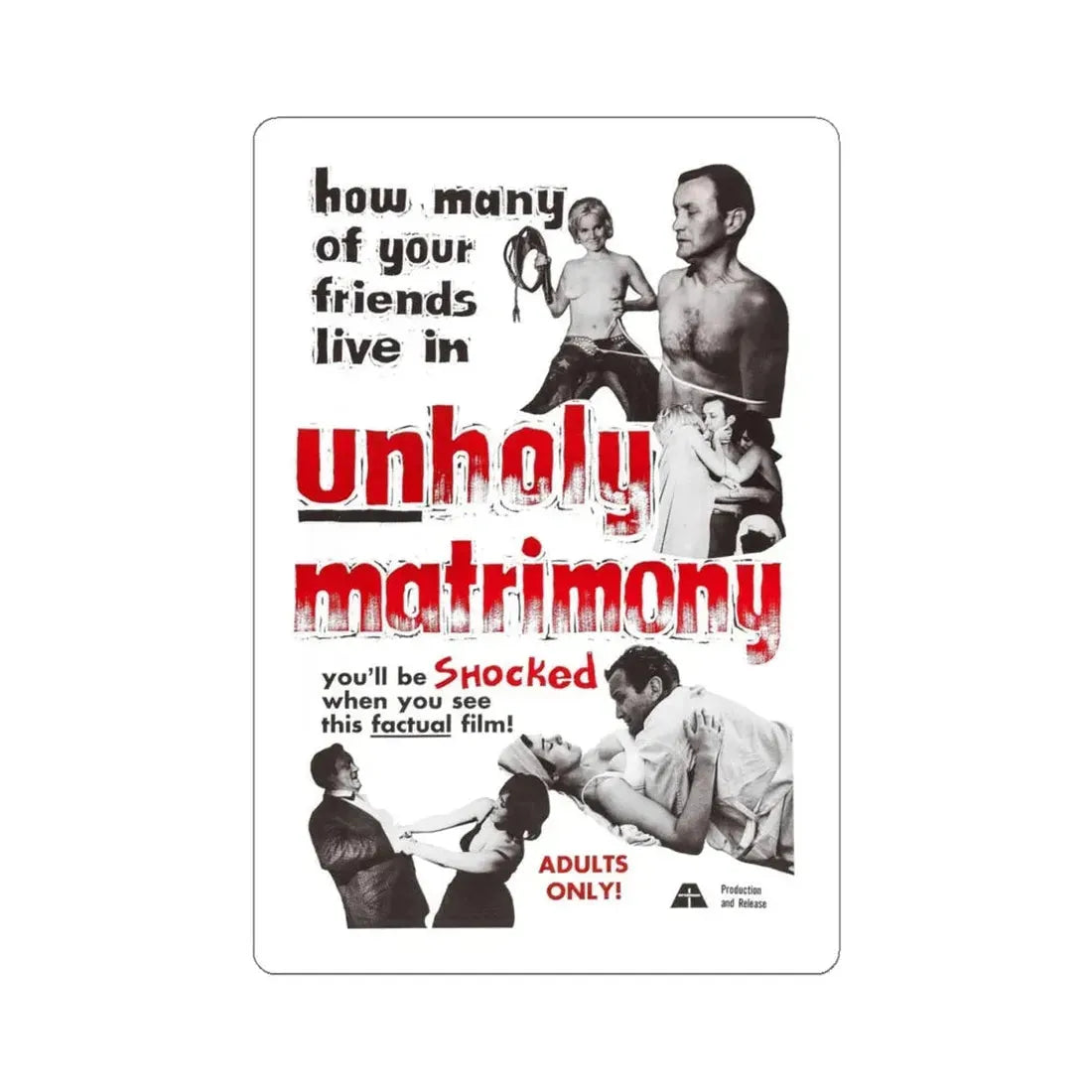 UNHOLY MATRIMONY 1988 Movie Poster - STICKER Vinyl Kiss-Cut Decal 4 Inch White - The Sticker Space