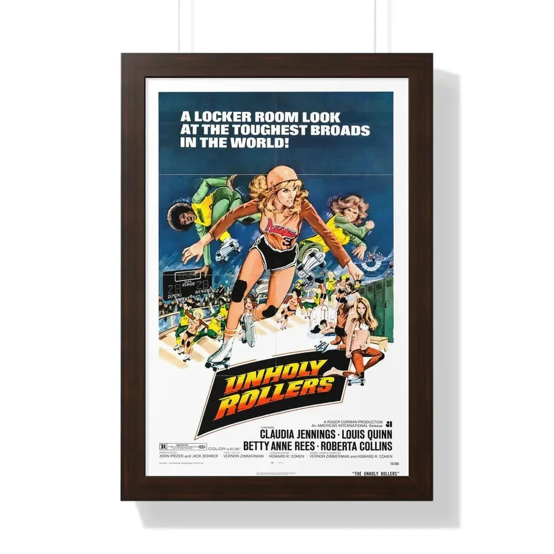 UNHOLY ROLLERS 1972 - Framed Movie Poster 16″ x 24″ Walnut - The Sticker Space