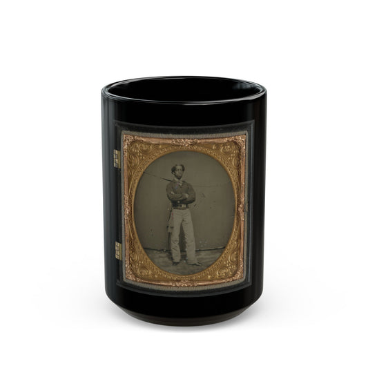 Unidentified African American Soldier In Union Cavalry Uniform With Sword (U.S. Civil War) Black Coffee Mug-15oz-The Sticker Space