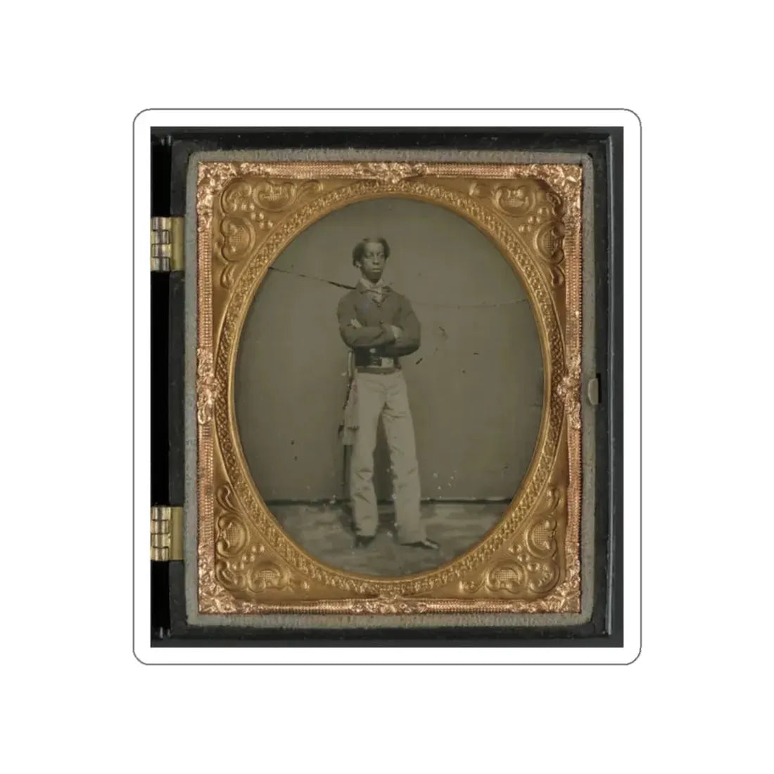 Unidentified African American Soldier In Union Cavalry Uniform With Sword (U.S. Civil War) STICKER Vinyl Die-Cut Decal White Die-Cut 2 Inch - The Sticker Space