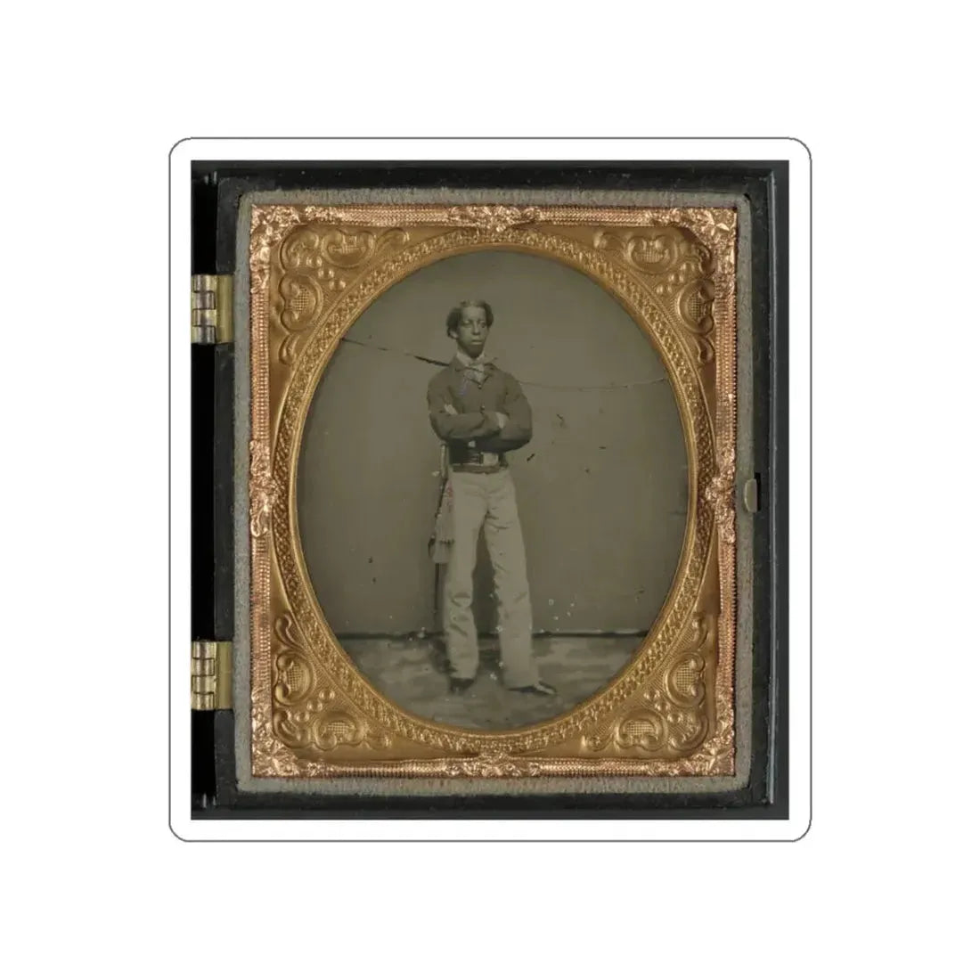 Unidentified African American Soldier In Union Cavalry Uniform With Sword (U.S. Civil War) STICKER Vinyl Die-Cut Decal White Die-Cut 3 Inch - The Sticker Space