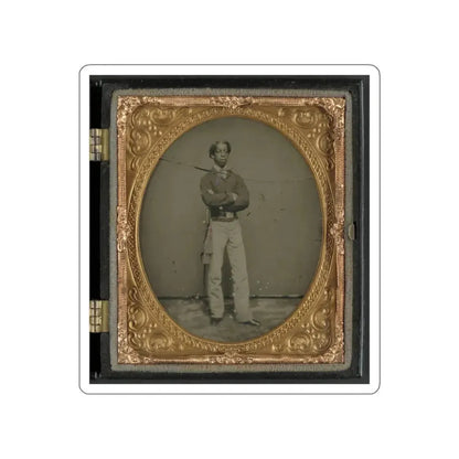 Unidentified African American Soldier In Union Cavalry Uniform With Sword (U.S. Civil War) STICKER Vinyl Die-Cut Decal White Die-Cut 3 Inch - The Sticker Space