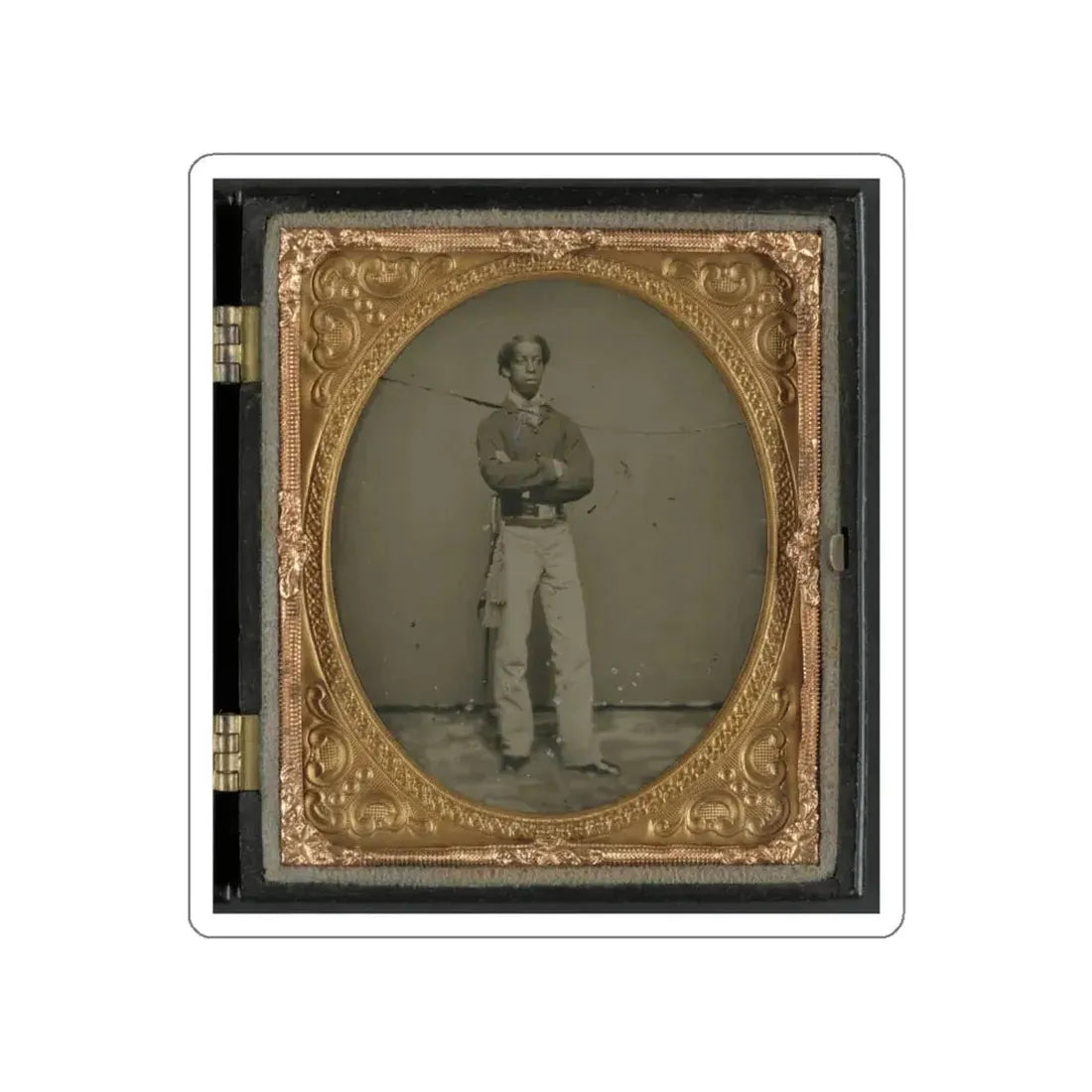 Unidentified African American Soldier In Union Cavalry Uniform With Sword (U.S. Civil War) STICKER Vinyl Die-Cut Decal White Die-Cut 6 Inch - The Sticker Space