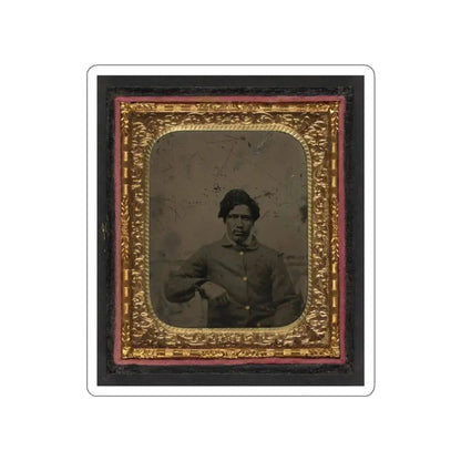 Unidentified African American Soldier In Union Uniform In Front Of Painted Backdrop Showing Landscape (U.S. Civil War) STICKER Vinyl Die-Cut Decal White Die-Cut 3 Inch - The Sticker Space