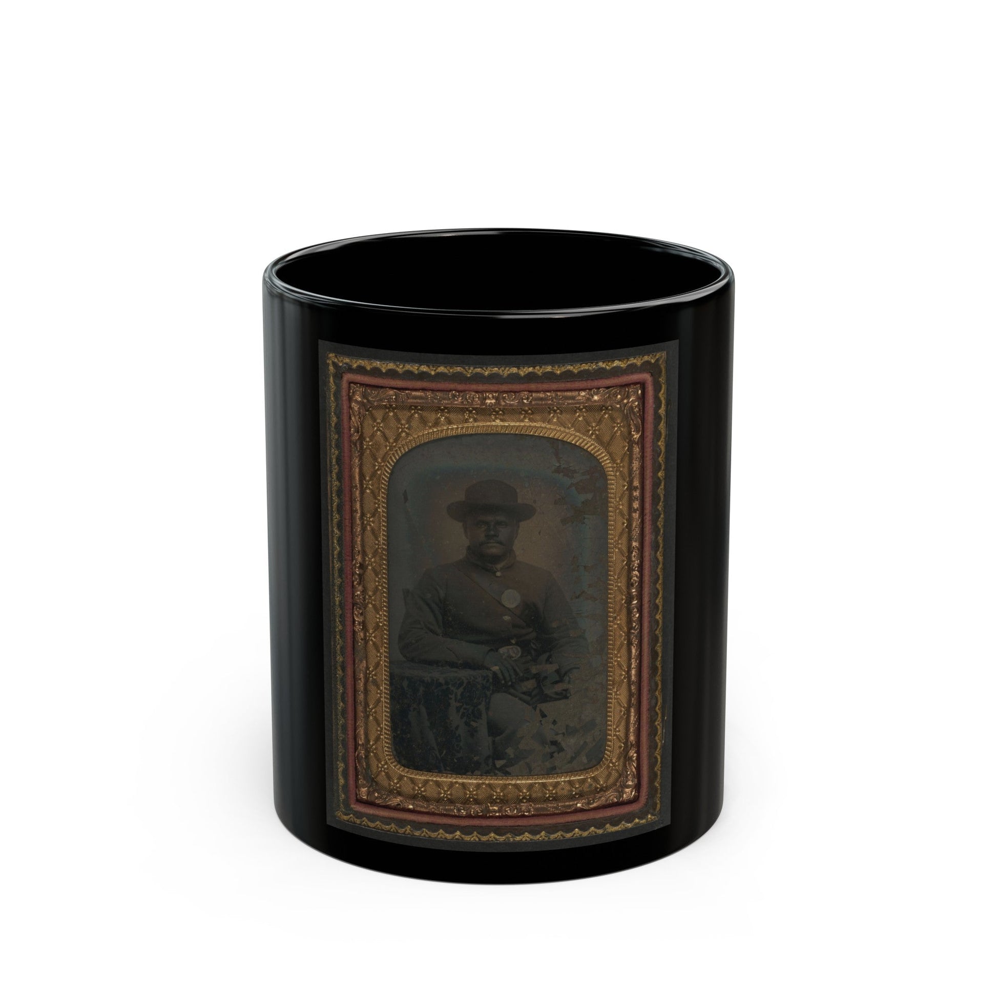 Unidentified African American Soldier In Union Uniform (U.S. Civil War) Black Coffee Mug-11oz-The Sticker Space