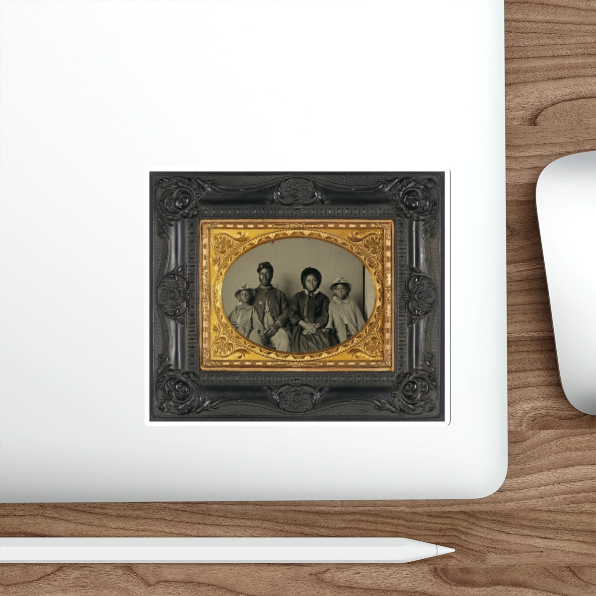 Unidentified African American Soldier In Union Uniform With Wife And Two Daughters (U.S. Civil War) STICKER Vinyl Die-Cut Decal-The Sticker Space