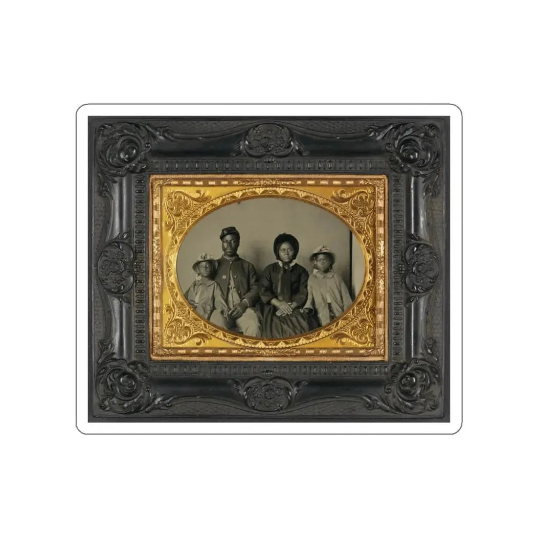 Unidentified African American Soldier In Union Uniform With Wife And Two Daughters (U.S. Civil War) STICKER Vinyl Die-Cut Decal White Die-Cut 3 Inch - The Sticker Space
