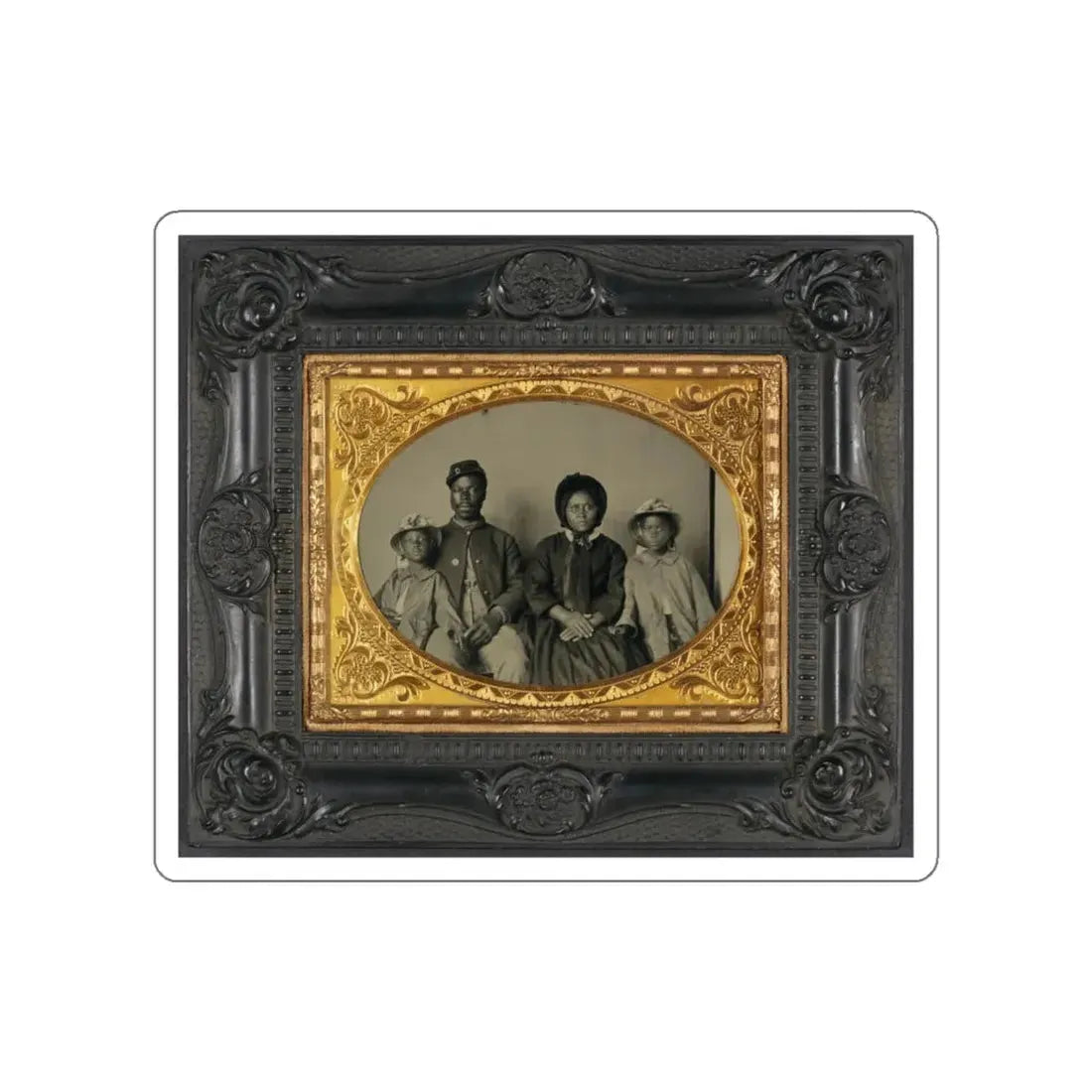 Unidentified African American Soldier In Union Uniform With Wife And Two Daughters (U.S. Civil War) STICKER Vinyl Die-Cut Decal White Die-Cut 6 Inch - The Sticker Space