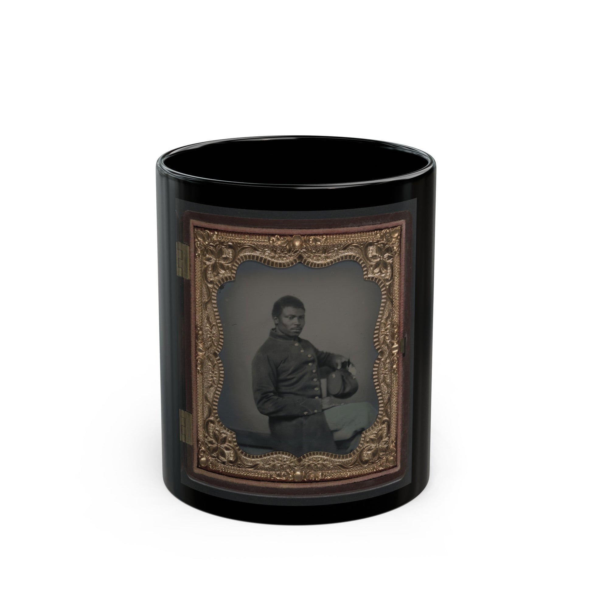 Unidentified African American Soldier In Union Uniform(2) (U.S. Civil War) Black Coffee Mug-11oz-The Sticker Space