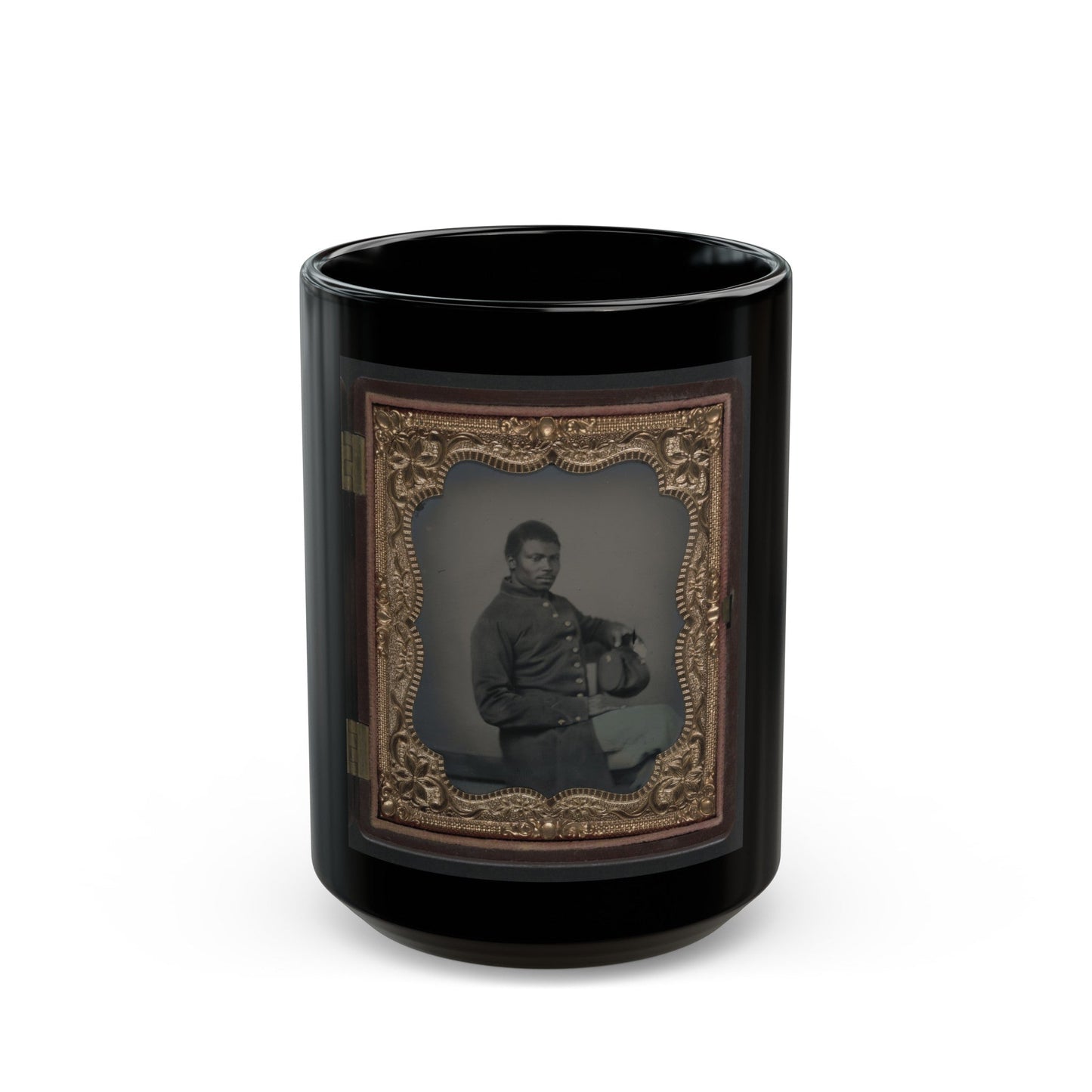 Unidentified African American Soldier In Union Uniform(2) (U.S. Civil War) Black Coffee Mug-15oz-The Sticker Space