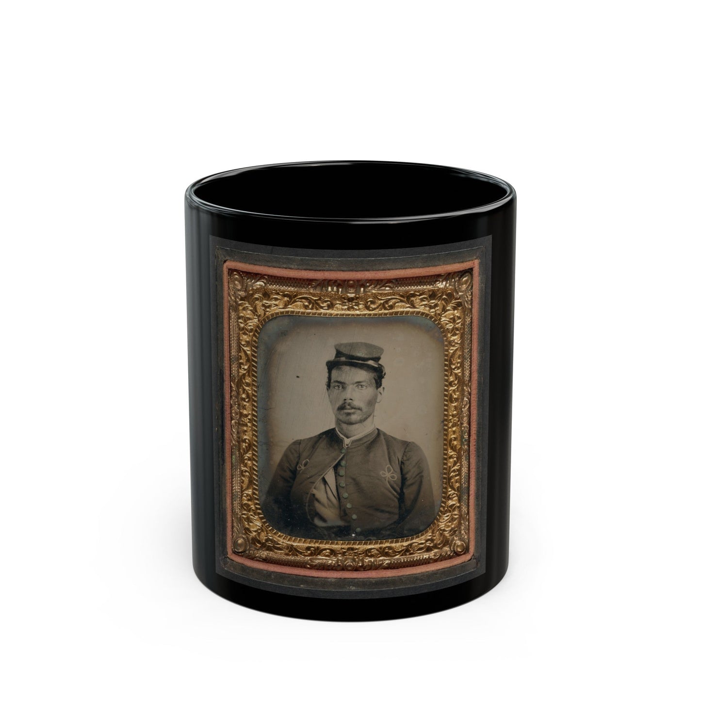 Unidentified African American Soldier In Union Zouave Uniform (U.S. Civil War) Black Coffee Mug-11oz-The Sticker Space