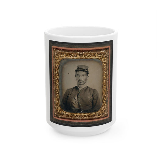 Unidentified African American Soldier In Union Zouave Uniform (U.S. Civil War) White Coffee Mug-15oz-The Sticker Space