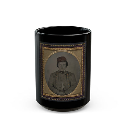 Unidentified Artillery Soldier In Confederate Uniform And Kepi Hat (U.S. Civil War) Black Coffee Mug-15oz-The Sticker Space