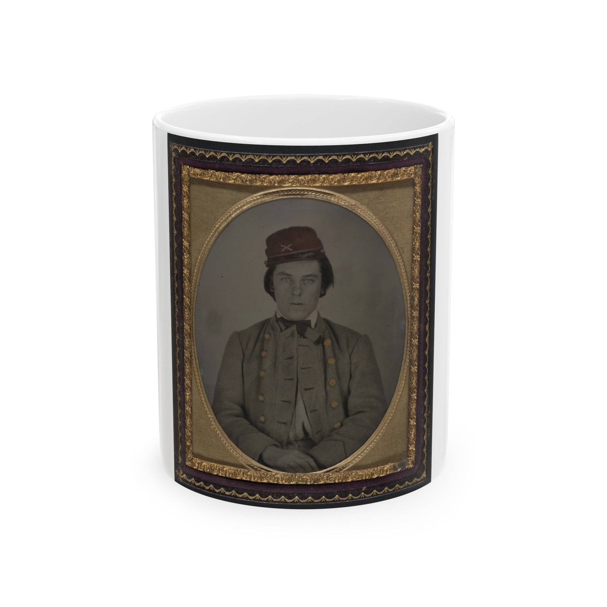 Unidentified Artillery Soldier In Confederate Uniform And Kepi Hat (U.S. Civil War) White Coffee Mug-11oz-The Sticker Space