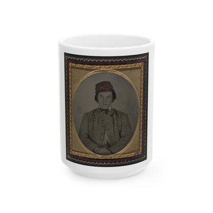 Unidentified Artillery Soldier In Confederate Uniform And Kepi Hat (U.S. Civil War) White Coffee Mug-15oz-The Sticker Space