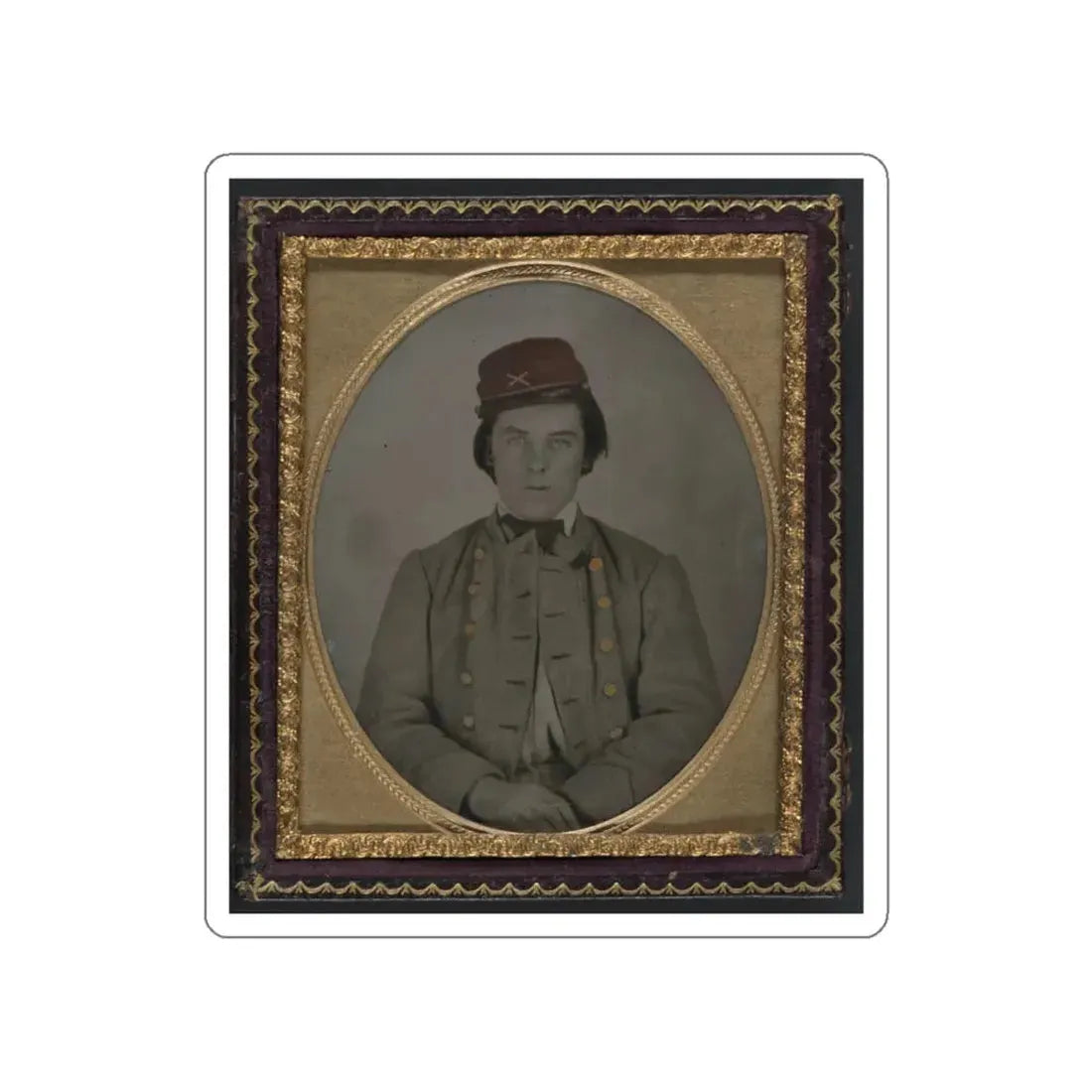 Unidentified Artillery Soldier In Confederate Uniform And Kepi Hat (U.S. Civil War) STICKER Vinyl Die-Cut Decal White Die-Cut 5 Inch - The Sticker Space