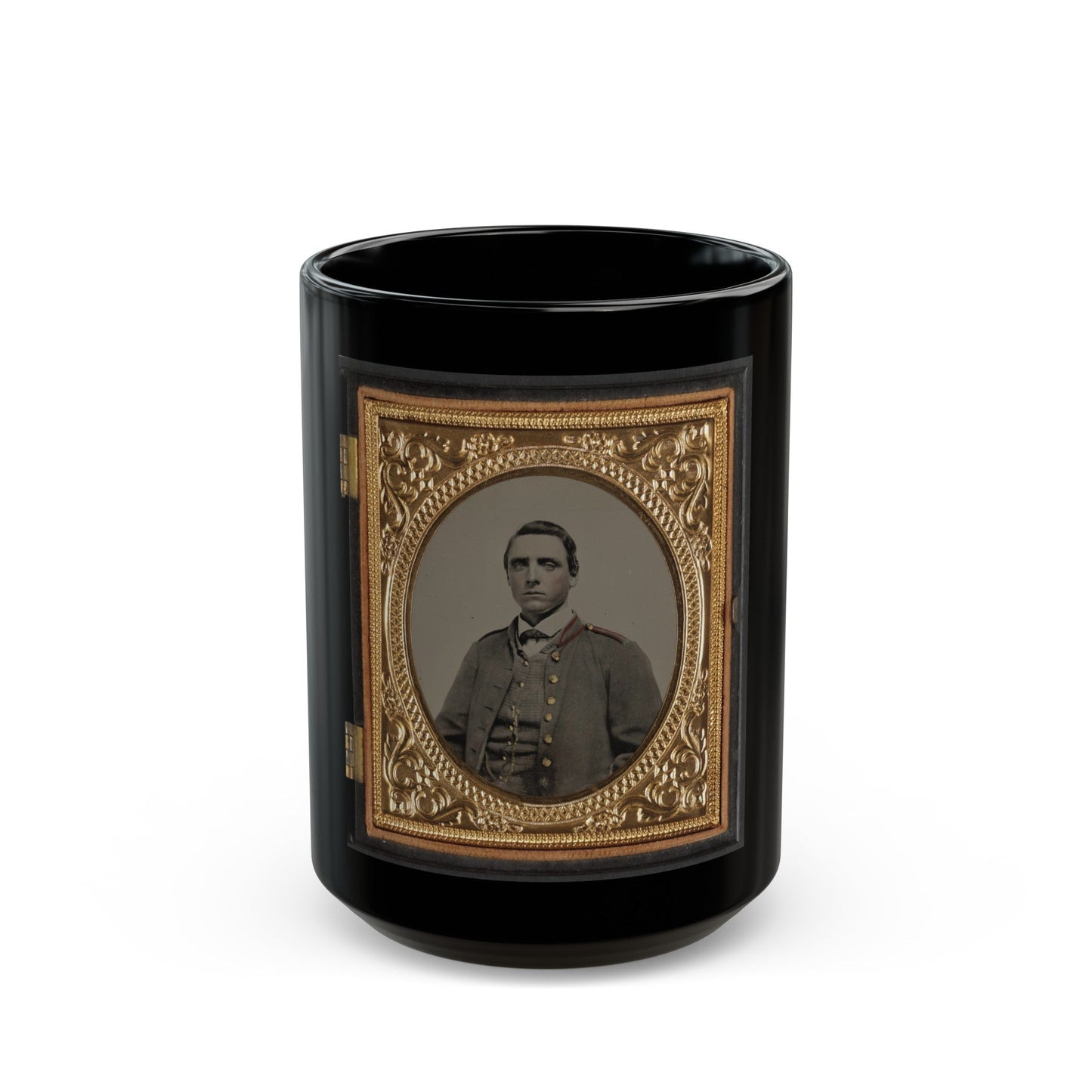 Unidentified Artillery Soldier In Confederate Uniform (U.S. Civil War) Black Coffee Mug-15oz-The Sticker Space