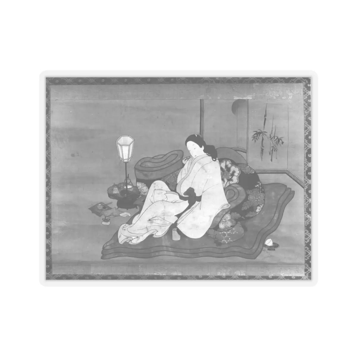 Unidentified artist - A Lady in Bed - 18th century - STICKER Vinyl Kiss-Cut Decal