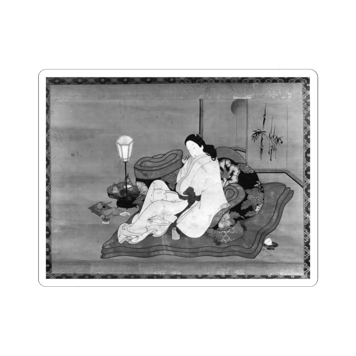 Unidentified artist - A Lady in Bed - 18th century - STICKER Vinyl Kiss-Cut Decal