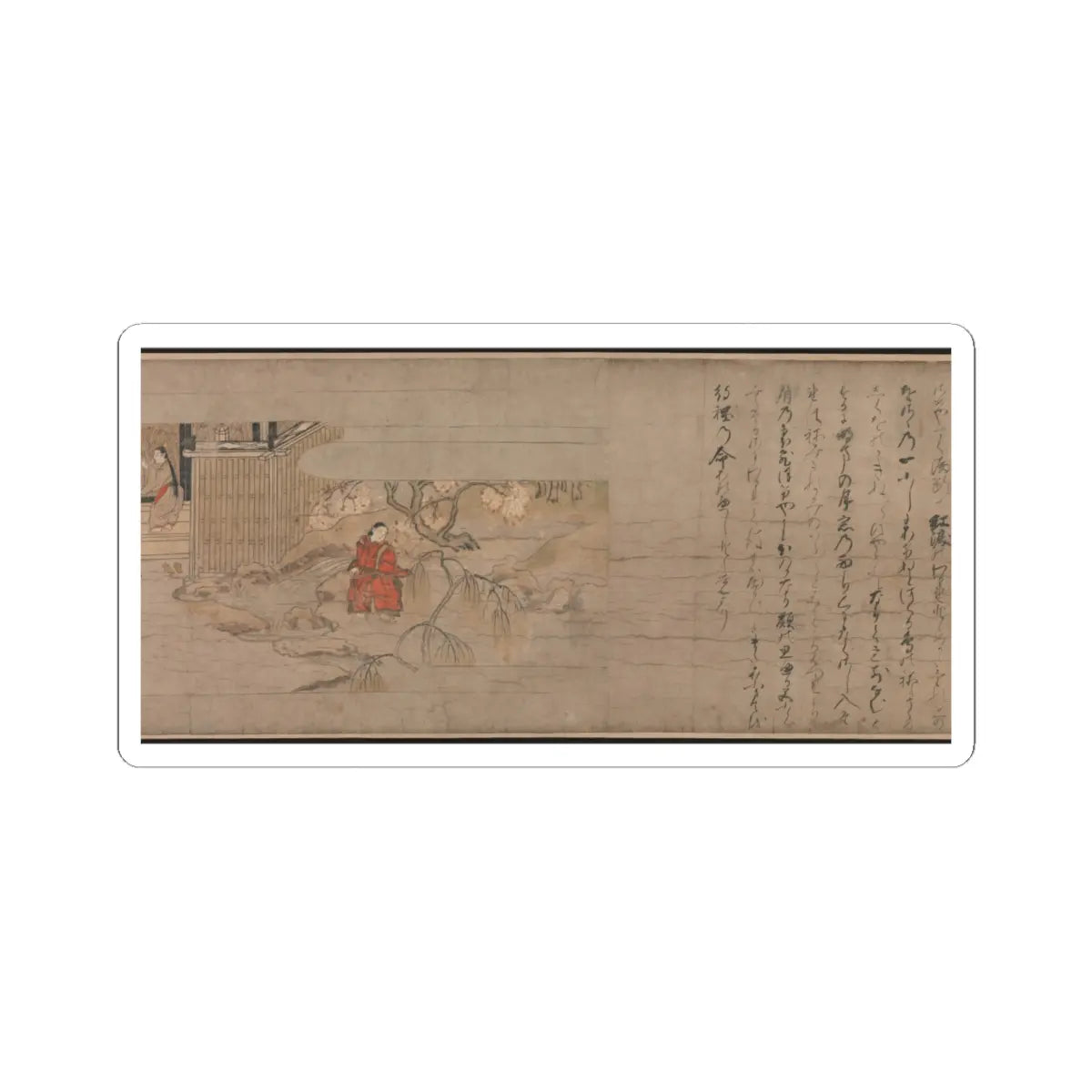 Unidentified artist - A Long Tale for an Autumn Night (Aki no yo nagamonogatari) - ca. 1400 v3 - STICKER Vinyl Kiss-Cut Decal