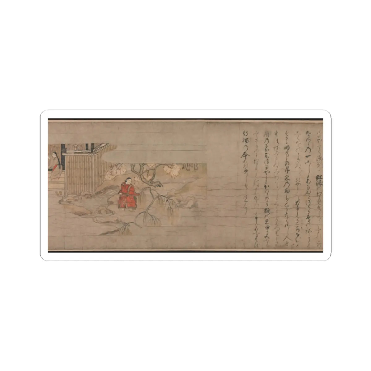 Unidentified artist - A Long Tale for an Autumn Night (Aki no yo nagamonogatari) - ca. 1400 v3 - STICKER Vinyl Kiss-Cut Decal