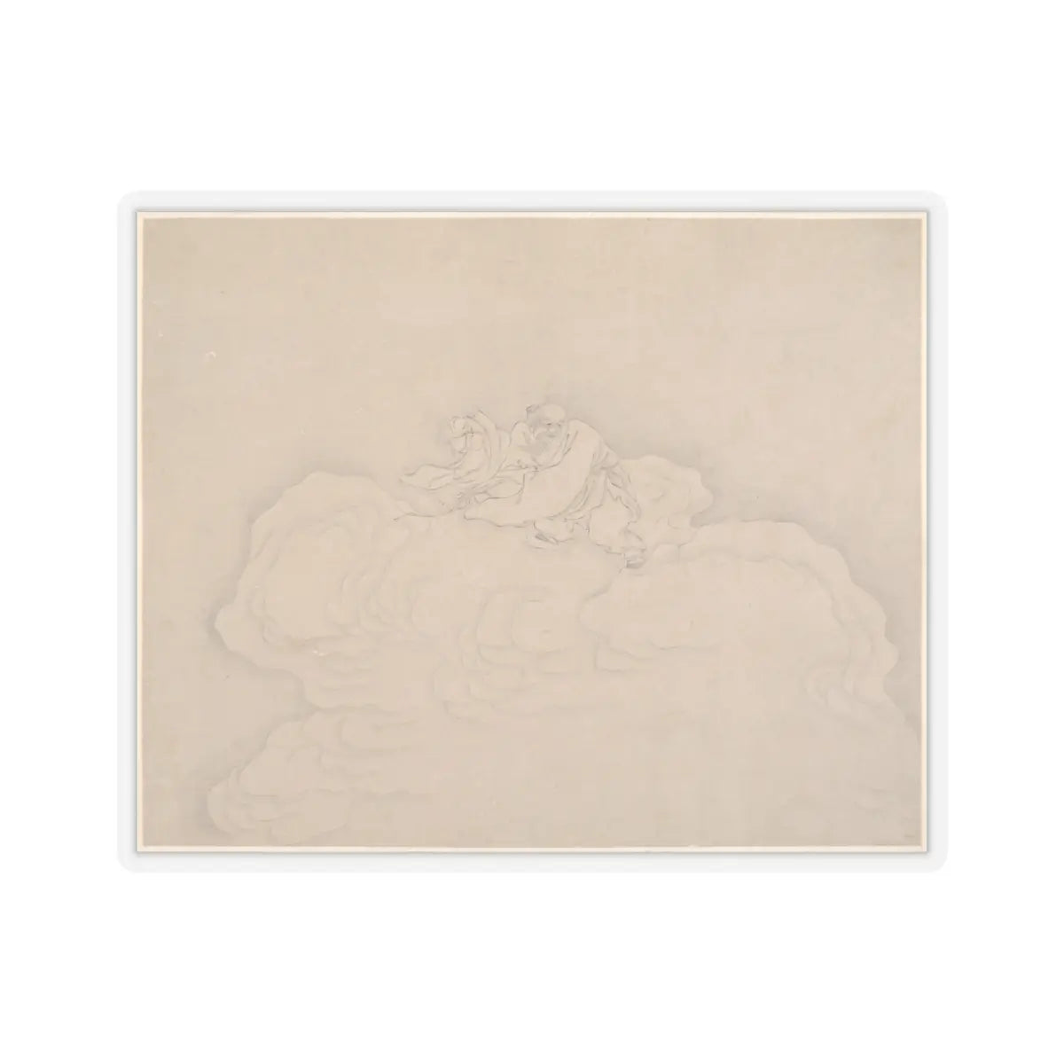 Unidentified artist - An Immortal on a Cloud with a Pair of Peaches - 20th century - STICKER Vinyl Kiss-Cut Decal