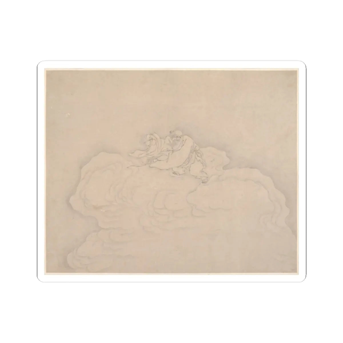 Unidentified artist - An Immortal on a Cloud with a Pair of Peaches - 20th century - STICKER Vinyl Kiss-Cut Decal