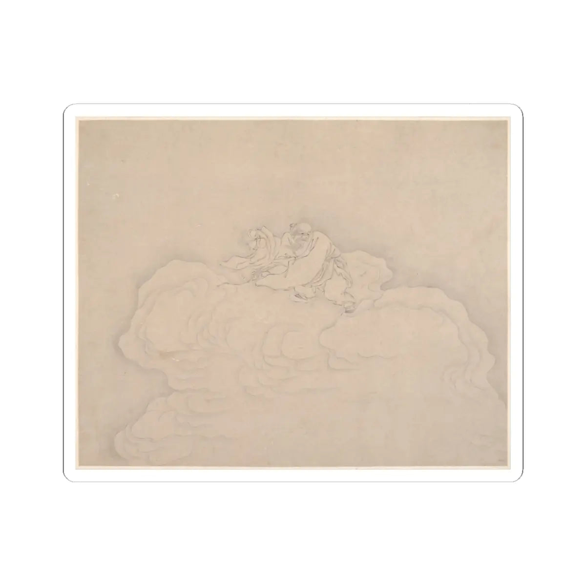 Unidentified artist - An Immortal on a Cloud with a Pair of Peaches - 20th century - STICKER Vinyl Kiss-Cut Decal