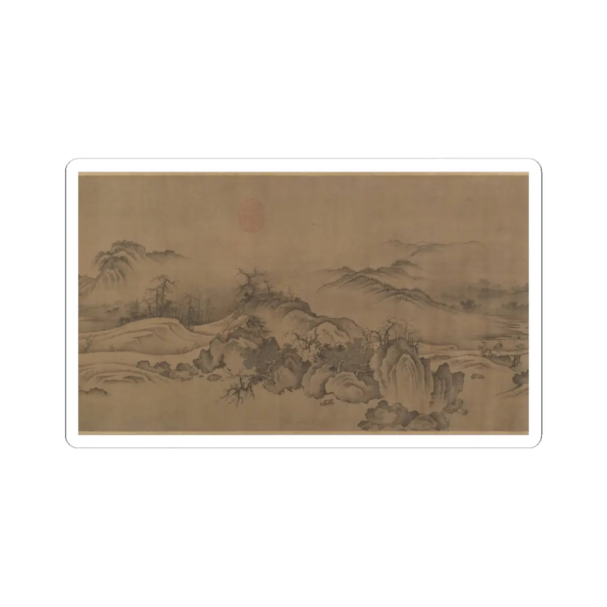 Unidentified artist - Buddhist Temples amid Autumn Mountains - 14th–15th century v10 - STICKER Vinyl Kiss-Cut Decal