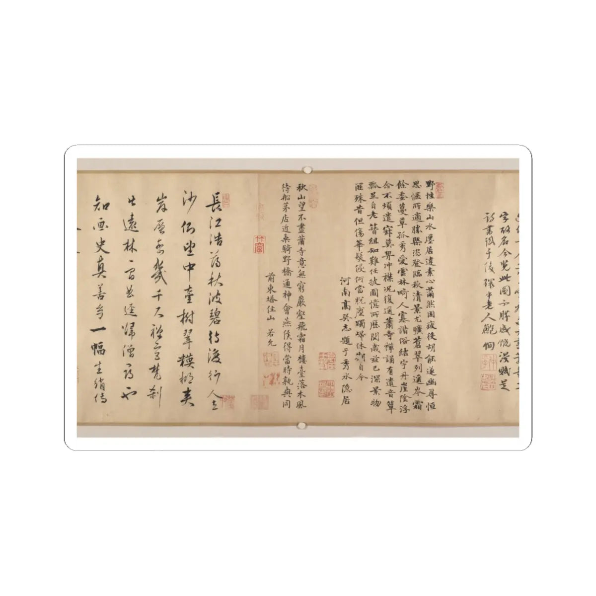 Unidentified artist - Buddhist Temples amid Autumn Mountains - 14th–15th century v17 - STICKER Vinyl Kiss-Cut Decal