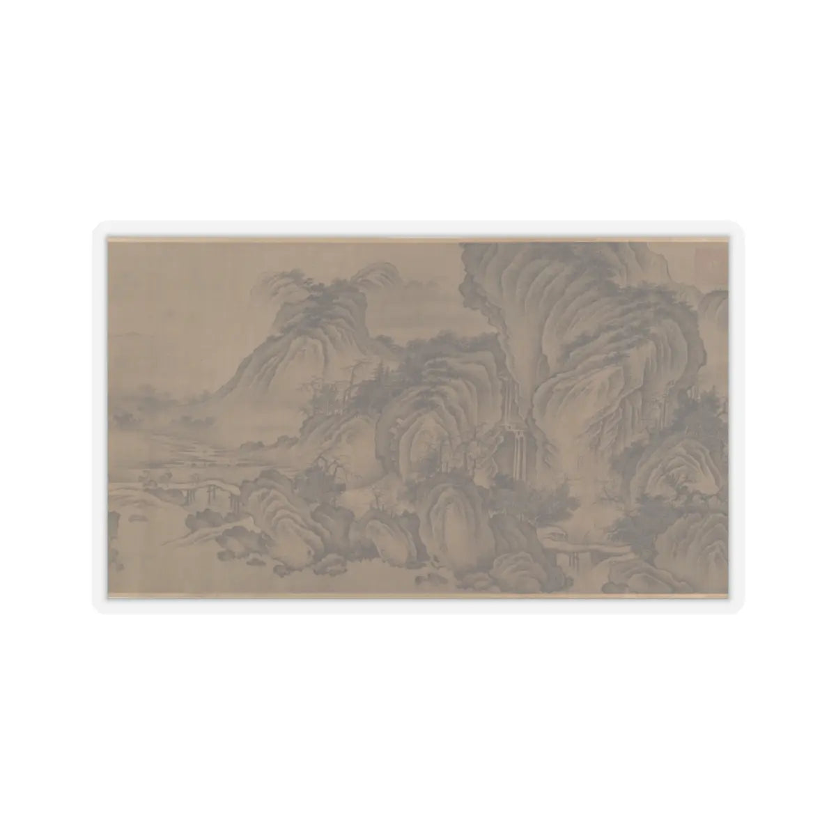 Unidentified artist - Buddhist Temples amid Autumn Mountains - 14th–15th century v9 - STICKER Vinyl Kiss-Cut Decal
