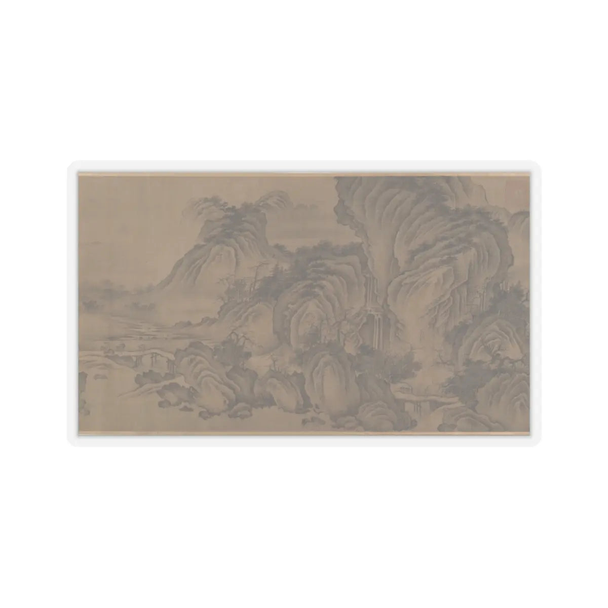 Unidentified artist - Buddhist Temples amid Autumn Mountains - 14th–15th century v9 - STICKER Vinyl Kiss-Cut Decal