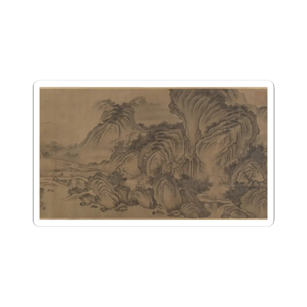 Unidentified artist - Buddhist Temples amid Autumn Mountains - 14th–15th century v9 - STICKER Vinyl Kiss-Cut Decal